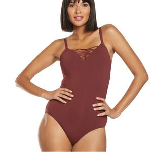 Seafolly Anthropologie Women's Active One Piece Swimsuit in Plum
